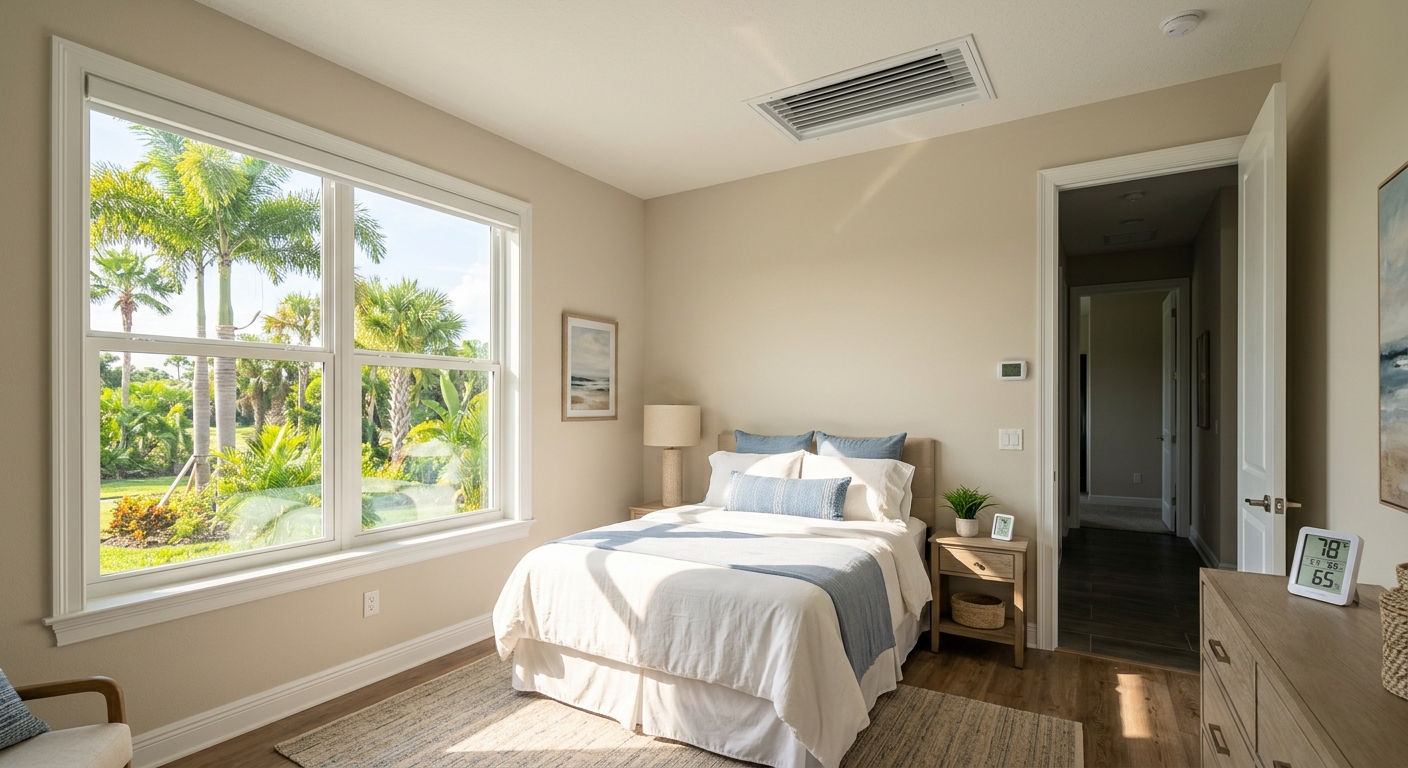 Sunlit Brevard County bedroom that feels hotter than the rest of the home